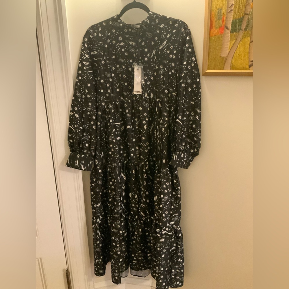 Floral Black Dress by the high-end Italian designer, Vivetta.  Size M